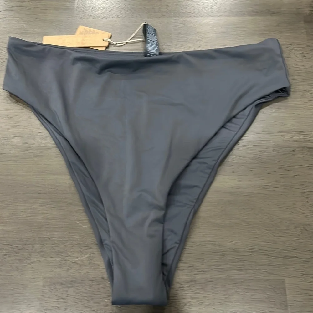 SKIMS SIGNATURE SWIM MID WAIST BOTTOM GUNMETAL SIZE L & 2X